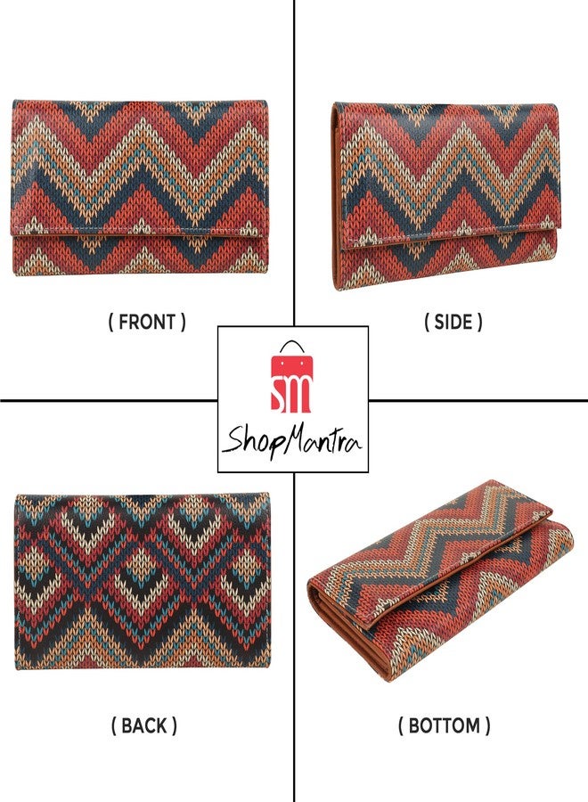 ShopMantra Multicolor Wallet for Woman | Premium Faux Leather Clutch | Stylish Money Organizer with Card Slots | Zigzag Print Design - Image 4